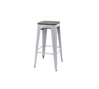 Mendler Tabouret de bar HWC-A73 – assise en bois, métal, style industriel, empilable – Gris
