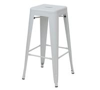 Tabouret de bar HWC-A73, chaise de comptoir, métal, empilable, design industriel blanc