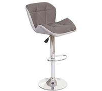 Tabouret de bar HWC-A92, tabouret de bar, cuir synthétique réglable en hauteur couleur taupe