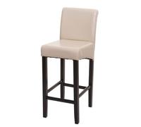 Tabouret de bar HWC-C33, chaise de bar tabouret de comptoir, bois crème, pieds foncés, simili cuir