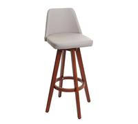 Mendler Tabouret de bar HWC-C43 rétro bois similicuir pivotant Taupe