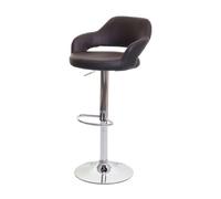 Tabouret de bar HWC-F16, tabouret pivotant, avec dossier simili cuir brun-noir