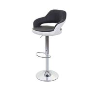 Mendler Tabouret de bar HWC-F16 – pivotant, dossier en simili cuir – noir-blanc