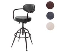 Tabouret de bar HWC-H10f design industriel faux daim vintage gris