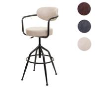Mendler Tabouret de Bar HWC-H10f Industrial Aspect Daim Vintage Beige