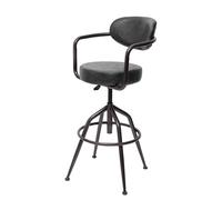 Tabouret de bar HWC-H10f, pour comptoir, réglable en hauteur, design industriel, faux daim vintage gris