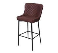 Tabouret de bar HWC-H79, pour comptoir, métal, vintage, avec repose-pied tissu / textile marron
