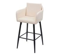 Tabouret de bar HWC-H93, tabouret de comptoir, repose-pieds métal similicuir crème-beige