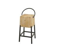 Tabouret de bar HWC-L76, chaise de bar tabouret de comptoir, métal industriel bois massif certifié MVG, naturel