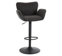 Tabouret de bar HWC-M67, chaise de bar pivotante, avec accoudoirs repose-pieds pivotant tissu/textile fer gris foncé pied noir