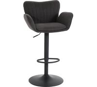 Tabouret de bar HWC-M67, chaise de bar pivotante, avec accoudoirs repose-pieds pivotant tissu/textile fer gris foncé pied noir