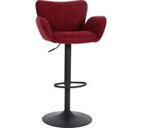 Tabouret de bar HWC-M67, chaise de bar pivotante, avec accoudoirs repose-pieds pivotant tissu/textile fer ~ bordeaux pied noir