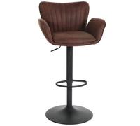 Tabouret de bar HWC-M67, chaise de bar pivotante, avec accoudoirs repose-pieds pivotant tissu/textile fer brun foncé pied noir Multicolore