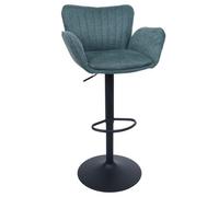 Tabouret de bar HWC-M67, siège pivotant, avec accoudoirs et repose-pieds, tissu/textile, fer, MVG pied vert, pied noir