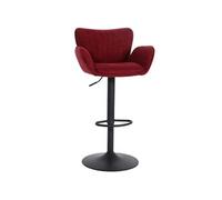 Tabouret de bar HWC-M67, chaise de bar pivotante, avec accoudoirs repose-pieds pivotant tissu/textile fer ~ bordeaux pied noir
