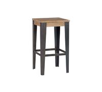 Tabouret de bar industriel métal et bois manguier massif H65 cm MADISON