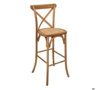 Atmosphera - Tabouret de Bar Isak Empilable H 110 cm - Chêne et Rotin, Style Bohème - pour Cuisine, Îlot Central, Chaise Haute