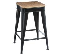 Atmosphera - Tabouret de bar Joris - H. 60 cm - Noir