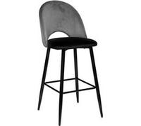Tabouret de bar Kara velours gris Atmosphera Gris et noir G