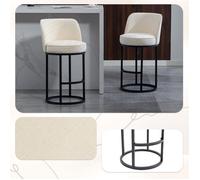 Tabouret de Bar Lot de 2 Haut Lin Gris avec Pieds Métal Noir - Chaise de Bar Moderne Rembourrée pour Cuisine Îlot Salon - 100 cm