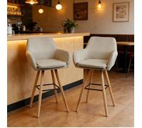 Tabouret de bar-Lot de 2 -PEACHES-Beige- Fauteuil confortable pour salon et cuisine