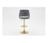 Tabouret de bar lot de 2 réglable en hauteur pivotant avec dossier haut et repose-pieds, tissu gris - UVRION
