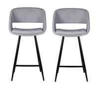 Tabouret de bar Lot de 2 T. Ada gris clair velours cotelé (plan)