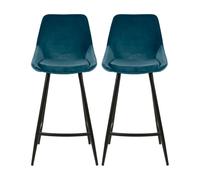 Tabouret de bar Lot de 2 T. Bari bleu clair velours (plan)