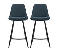 Tabouret de bar Lot de 2 T. Bari bleu fonce velours cotelé (plan)