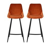 Tabouret de bar Lot de 2 T. Bari cognac velours (bar)
