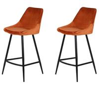 Tabouret de bar Lot de 2 T. Bari cognac velours (plan)
