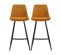 Tabouret de bar Lot de 2 T. Bari jaune curry velours cotelé (bar)