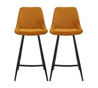 Tabouret de bar Lot de 2 T. Bari jaune curry velours cotelé (plan)