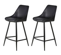 Tabouret de bar Lot de 2 T. Bari noir PU (plan)