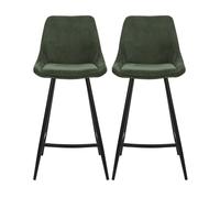 Tabouret de bar Lot de 2 T. Bari vert sapin velours cotelé (plan)