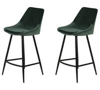 Tabouret de bar Lot de 2 T. Bari vert sapin velours (plan)