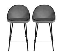 Tabouret de bar Lot de 2 T. Maya anthracite velours (bar)