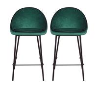 Tabouret de bar Lot de 2 T. Maya vert canard velours (bar)