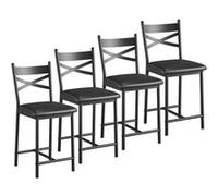 TABOURET DE BAR-Lot de 2 tabourets de bar,moderne tabouret haut,structure métal stable, assise épaisse rembourrée PU,dossier X,noir Noir