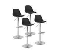 Tabouret de bar - Lot de 4 - Avec dossier - Socle chromé - Coloris noir | Fromm & Starck