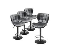 VEVOR Tabouret de bar, lot de 4, chaise de bar moderne en cuir PU, siège de cuisine pivotante, hauteur réglable, avec dossier et repose-pieds, sans accoudoirs, pour cuisine et salle à manger, noir