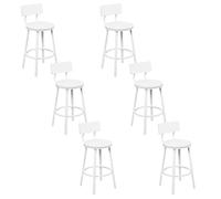 Tabouret de Bar Lot de 6 - WOLTU Tabouret Cuisine - Métal et MDF - Blanc W0ATT0882-6