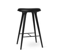 Tabouret de Bar Mater, Hêtre Noir /cuir Noir Intense, 74 cm