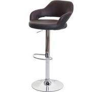 Tabouret de bar HWC-F16, tabouret pivotant, avec dossier simili cuir brun-noir