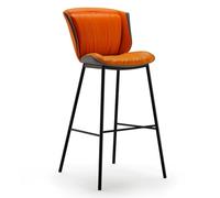 Tabouret de Bar Moderne 65/75 cm (25,5/29,53 Pouces) avec siège en Cuir et Pieds en métal Noir, Chaise d'îlot for Cuisine, café, pub, Charge maximale 150 kg(Orange,65 cm/25.59 in)