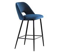 Tabouret de Bar Moderne en Velours Bleu, Chaise de comptoir de Cuisine à Dossier Haut, Hauteur 89 cm, siège de Salle à Manger rembourré de Style Bistro/pub, Poids Maximal 150 kg, Design cont