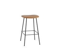 Tabouret de Bar Muuto Fiber m. Tube Base Cuir Rembourré Cognac/Noir H76 cm