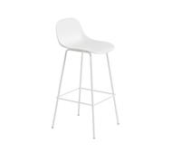 Tabouret De Bar Muuto Fibre m. Base Tube Et Dossier Blanc H97,5 cm