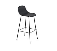 Tabouret De Bar Muuto Fibre m. Base Tube Et Dossier Noir H97,5 cm