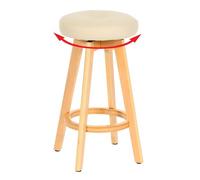 Tabouret de bar Navan, chaise de bar tabouret de bar, bois similicuir pivotant crème, pieds clairs